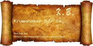 Krumenaker Béla névjegykártya